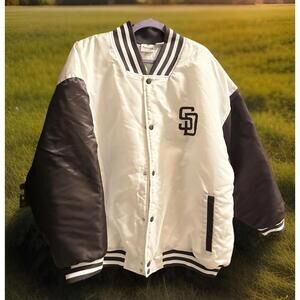 Fanatics San Diego Padres Satin Full‑Snap Jacket – White/Brown – Size 4XL